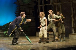 Martin Happer as Black Stache, Kate Besworth as Molly, James Daly as Prentiss and Andrew Broderick as Ted in Peter and the Starcatcher.
